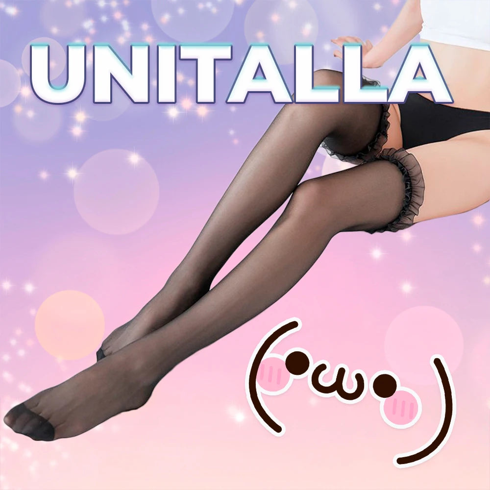 Girls Summer Thigh High Sheer Nylon Stockings Anti-Embolism Thermal Woven Fishnet and Solid Pattern Thin Spandex with Lace