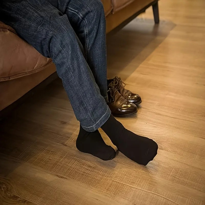 6 Prs Gift Box of Solid Color Dress Crew Socks Made of 98% Cotton, Suitable for Both Business and Casual Wear for Men and Women