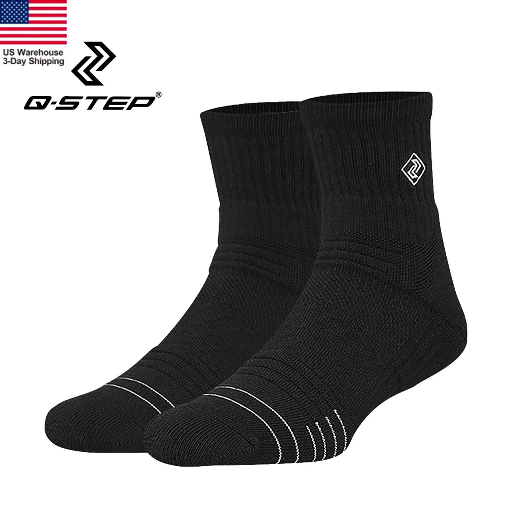 3 Pairs Per Pack Men's Basketball Socks Mid-Calf High-Top Terry Sole Anti-Slip Professional Elite Sports Socks