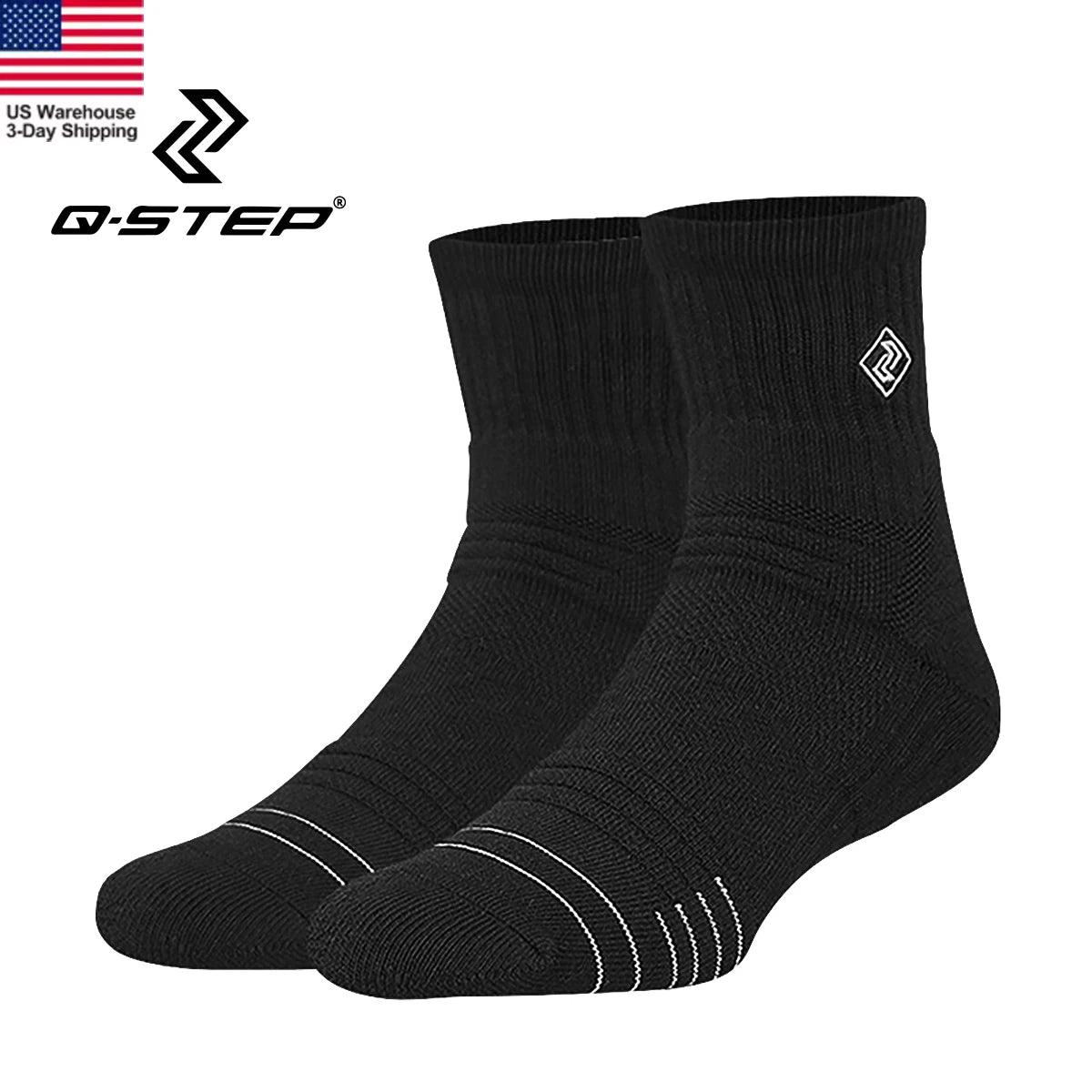 3 Pairs Per Pack Men's Basketball Socks Mid-Calf High-Top Terry Sole Anti-Slip Professional Elite Sports Socks