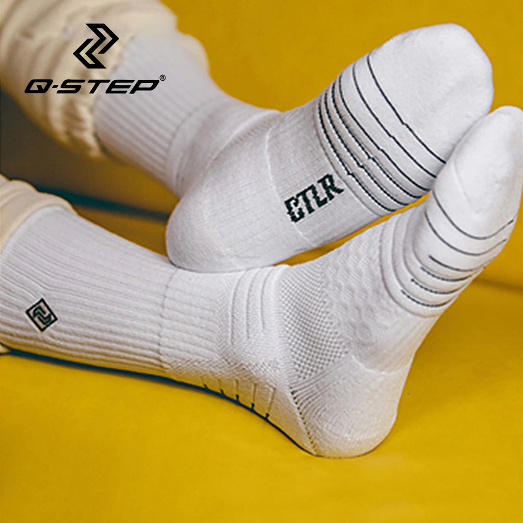 3 Pairs Per Pack Men's Basketball Socks Mid-Calf High-Top Terry Sole Anti-Slip Professional Elite Sports Socks