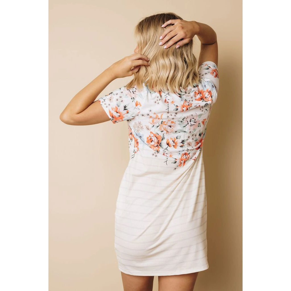 TD Esme Print Mini Dress with Pockets Comfortable T-Shirt Style Dress