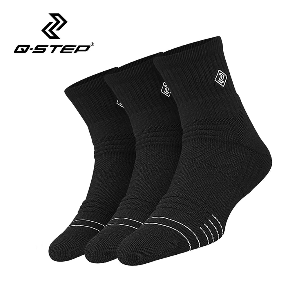 3 Pairs Per Pack Men's Basketball Socks Mid-Calf High-Top Terry Sole Anti-Slip Professional Elite Sports Socks