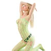 Deep Love Fluorescent Green Lace Hollow Out Transparent Mesh Lingerie for Women Sexy Full Body Stocking Suit