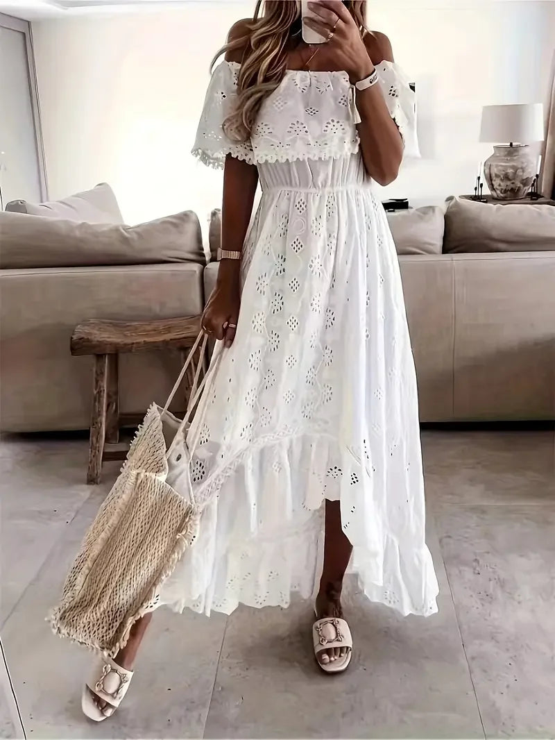 Summer  Lace Dress for Women Trendy Casual Beach Cover-ups Outfits Elegant Long Maxi Dresses