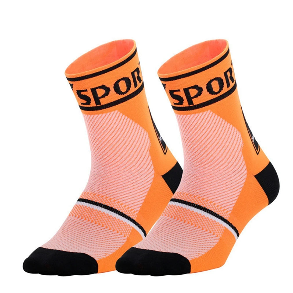 Men's & Women's Cycling Sports Socks for Running Biking Basketball Hiking Printed Pattern Knitted Crew Height