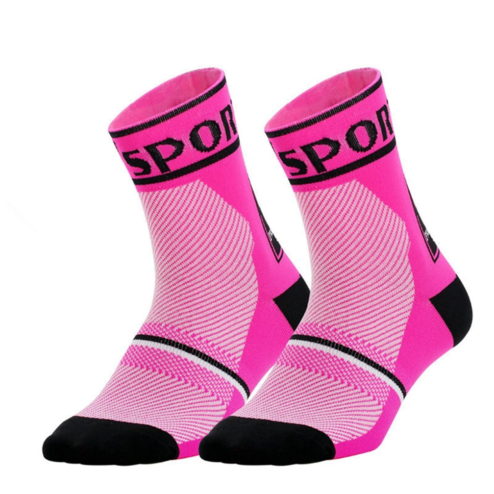 Men's & Women's Cycling Sports Socks for Running Biking Basketball Hiking Printed Pattern Knitted Crew Height