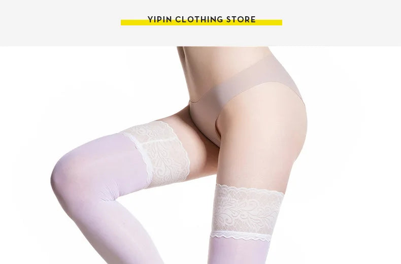 Women Transparent Breathable Thigh High Oil Shiny Slik Dance Pantyhose High Stretch Shimmery Shaping High Tight