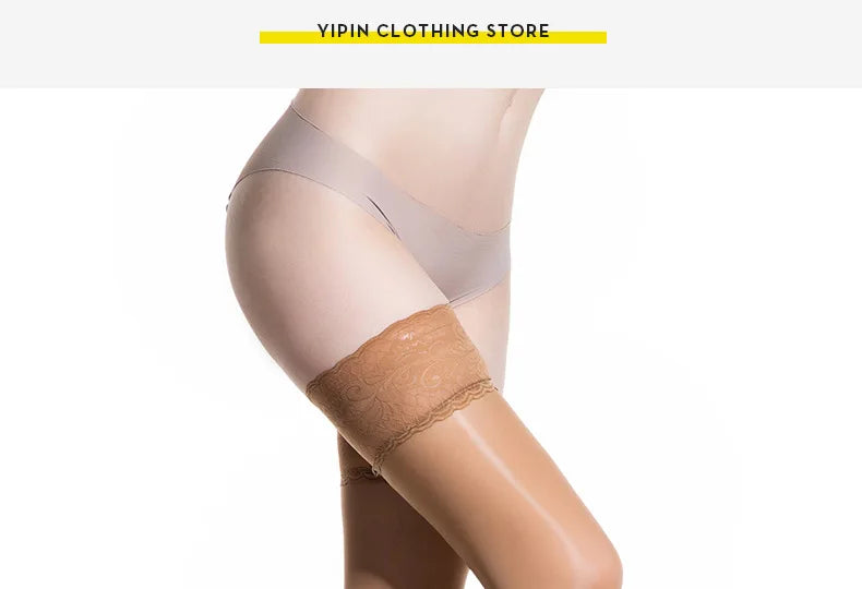 Women Transparent Breathable Thigh High Oil Shiny Slik Dance Pantyhose High Stretch Shimmery Shaping High Tight