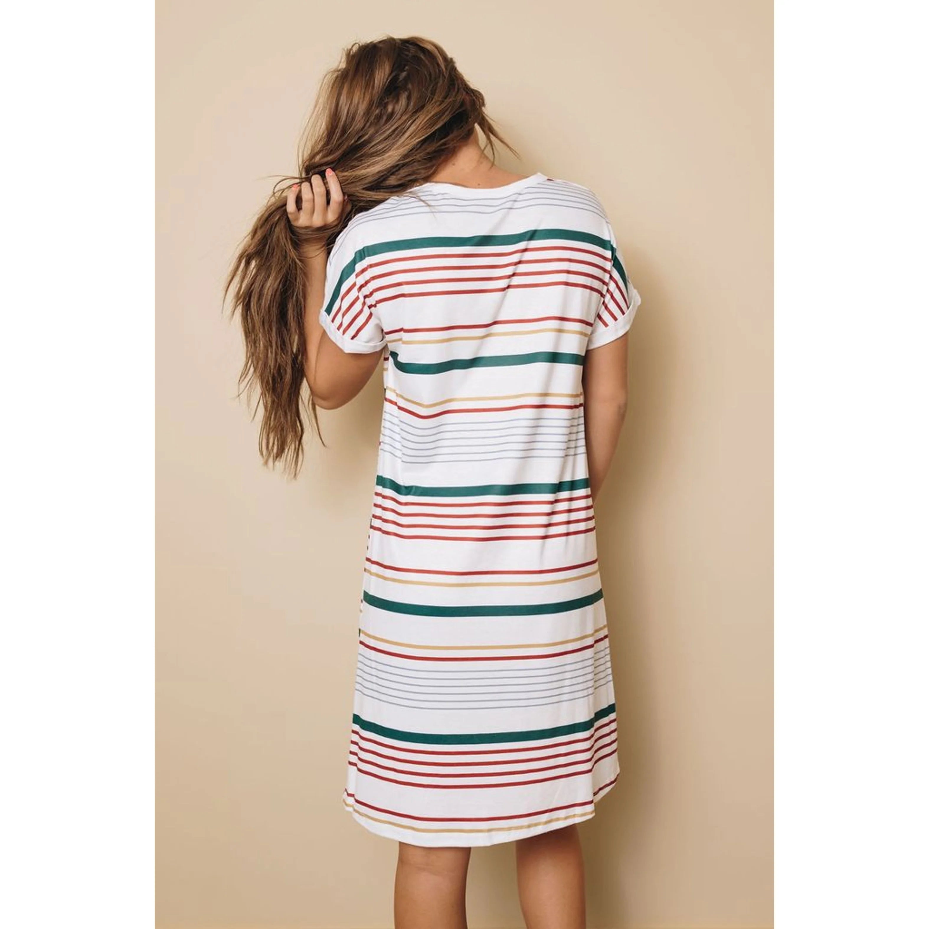 TD Kaylin One Size/XS Short Sleeved T-Shirt Mini Dress Elegant Casual Style Summer Dress for Day & Club Puff Sleeve Design