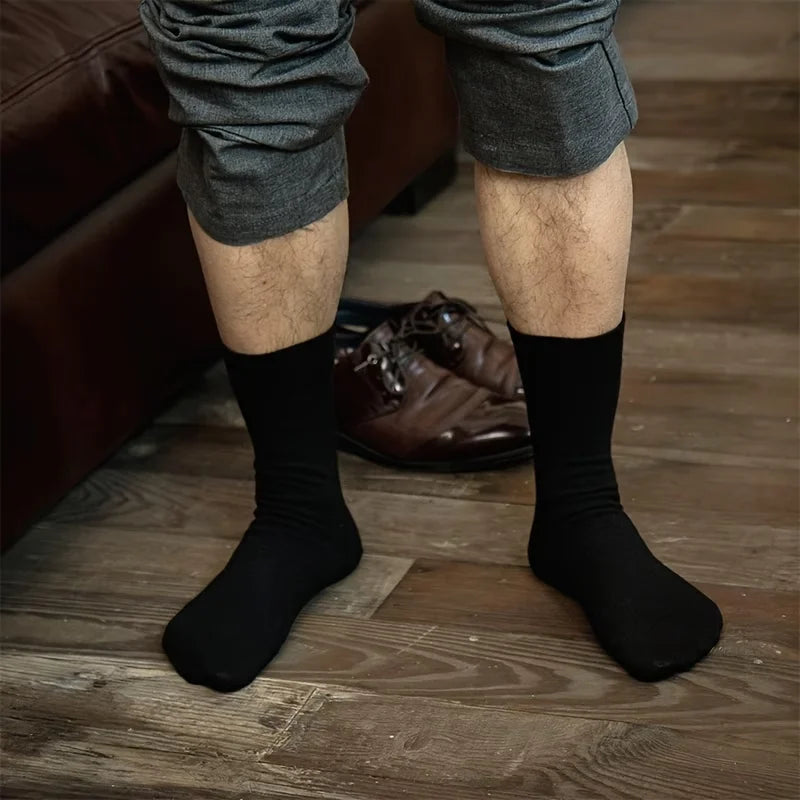 6 Prs Gift Box of Solid Color Dress Crew Socks Made of 98% Cotton, Suitable for Both Business and Casual Wear for Men and Women