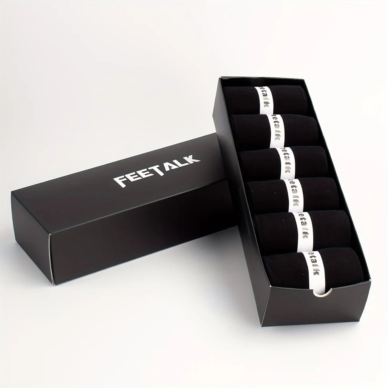 6 Prs Gift Box of Solid Color Dress Crew Socks Made of 98% Cotton, Suitable for Both Business and Casual Wear for Men and Women