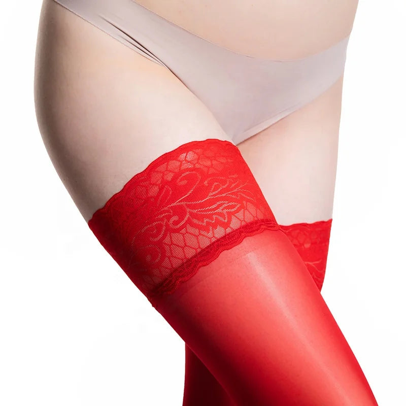 Women Transparent Breathable Thigh High Oil Shiny Slik Dance Pantyhose High Stretch Shimmery Shaping High Tight