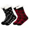 Customizable Thermal Sherpa Dress Socks Winter Warm Fuzzy Anti-Slip Crew Length Knitted Fleece Lined Floor Slippers