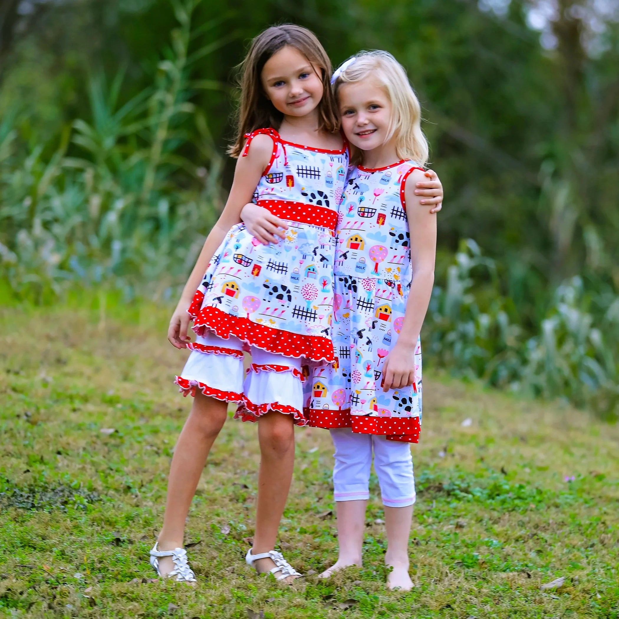 TD AnnLoren Little & Big Girls Sleeveless Cotton Swing Dress Farm Animal Design for Ages 6 7 8 10 Years ODM Summer Dress