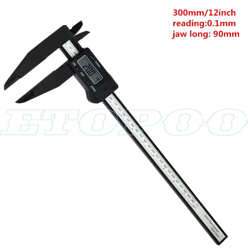 300mm 200 Electronic Digital Caliper LCD Plastic Vernier Caliper  Long Jaw Micrometer Inner Outer Diameter Gauge Measuring Tools