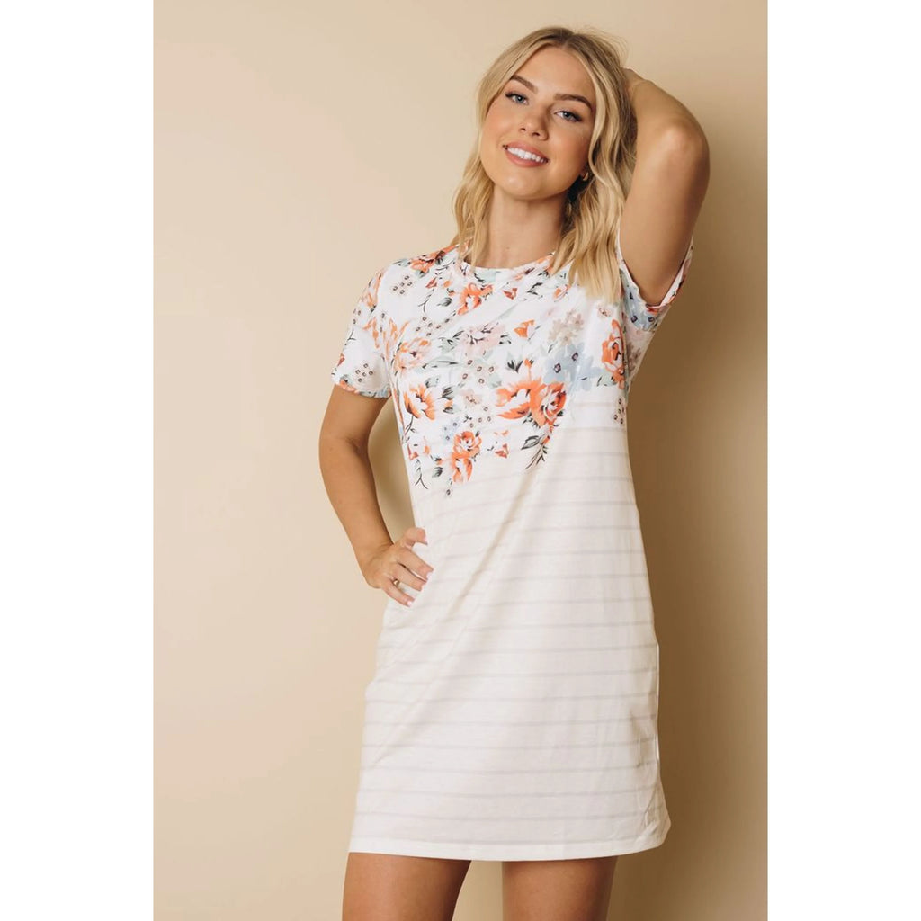 TD Esme Print Mini Dress with Pockets Comfortable T-Shirt Style Dress