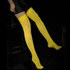 Wholesale Sexy Fashion Knitted Hot Oil Garter Tube Belt Breathable Long Shining Transparent Thigh High Top Knee Women's Stocking