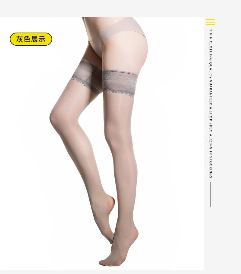 Women Transparent Breathable Thigh High Oil Shiny Slik Dance Pantyhose High Stretch Shimmery Shaping High Tight