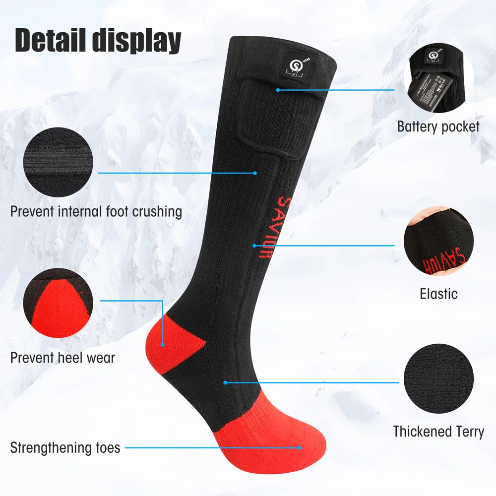 Battery Rechargeable Ski Custom Coolmax Electric Thermal Foot Warmer Winter Heated Socks
