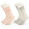 Customizable Thermal Sherpa Dress Socks Winter Warm Fuzzy Anti-Slip Crew Length Knitted Fleece Lined Floor Slippers