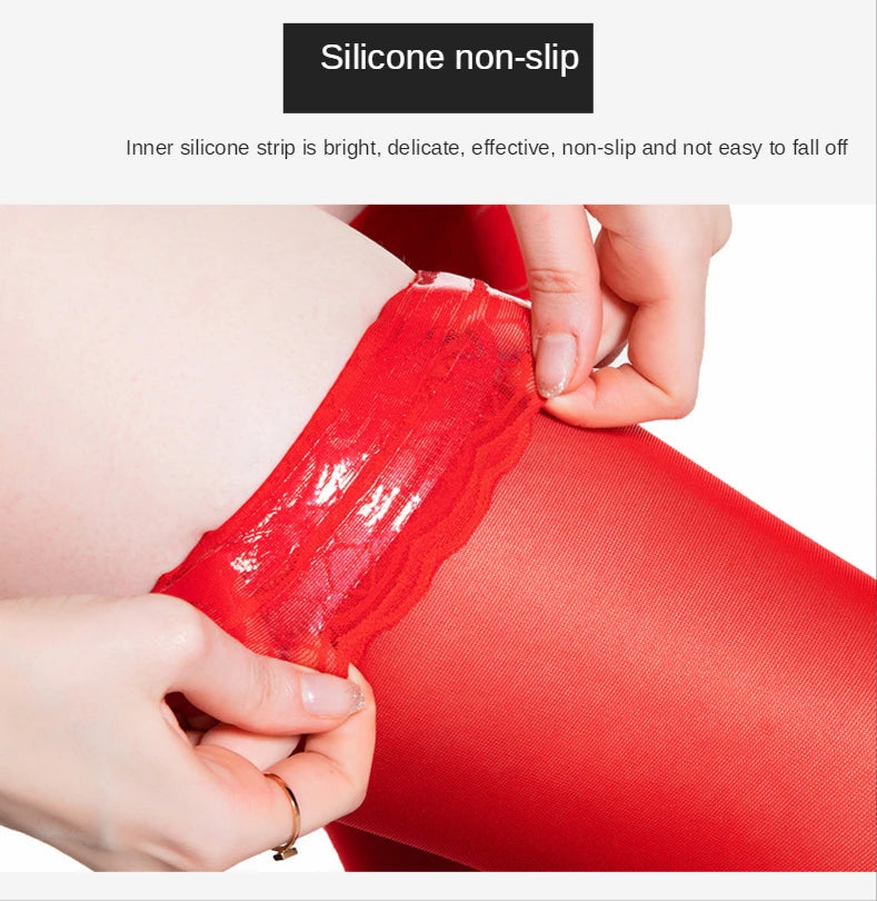 Women Transparent Breathable Thigh High Oil Shiny Slik Dance Pantyhose High Stretch Shimmery Shaping High Tight