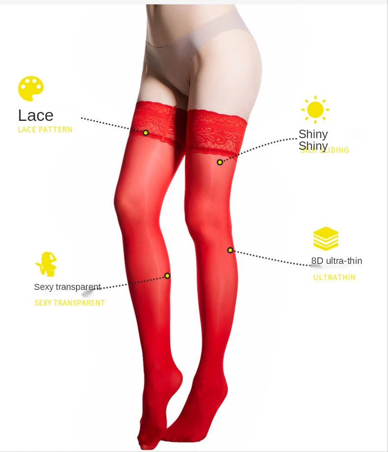 Women Transparent Breathable Thigh High Oil Shiny Slik Dance Pantyhose High Stretch Shimmery Shaping High Tight
