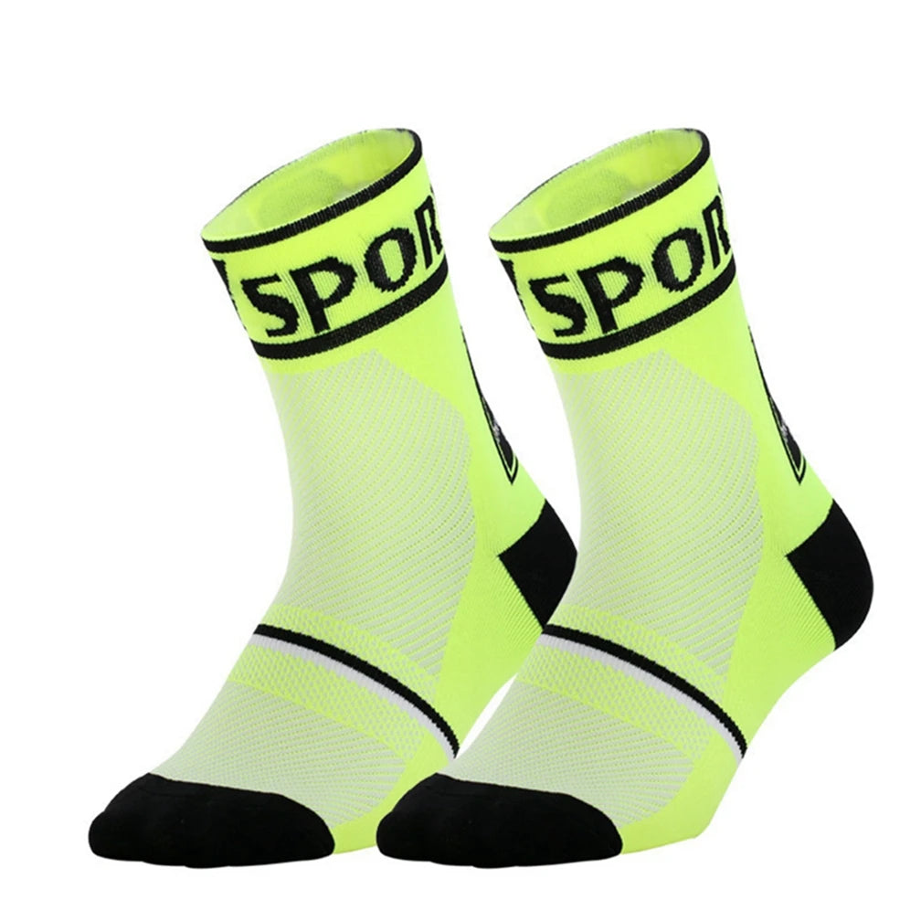 Men's & Women's Cycling Sports Socks for Running Biking Basketball Hiking Printed Pattern Knitted Crew Height
