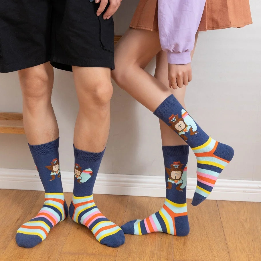 REMOULD Men Cotton Crew Happy Funny Crazied Colorful Dress Socks Wholesale With logo Hot Trendy Fancy Fruit Food Flower Socks