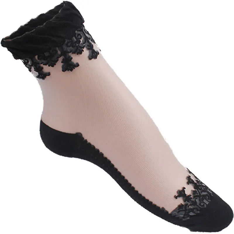Wholesale Sexy Lace Fishnet Socks Transparent Stretch Elasticity Net Yarn Thin Girl Women Socks