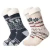 Customizable Thermal Sherpa Dress Socks Winter Warm Fuzzy Anti-Slip Crew Length Knitted Fleece Lined Floor Slippers