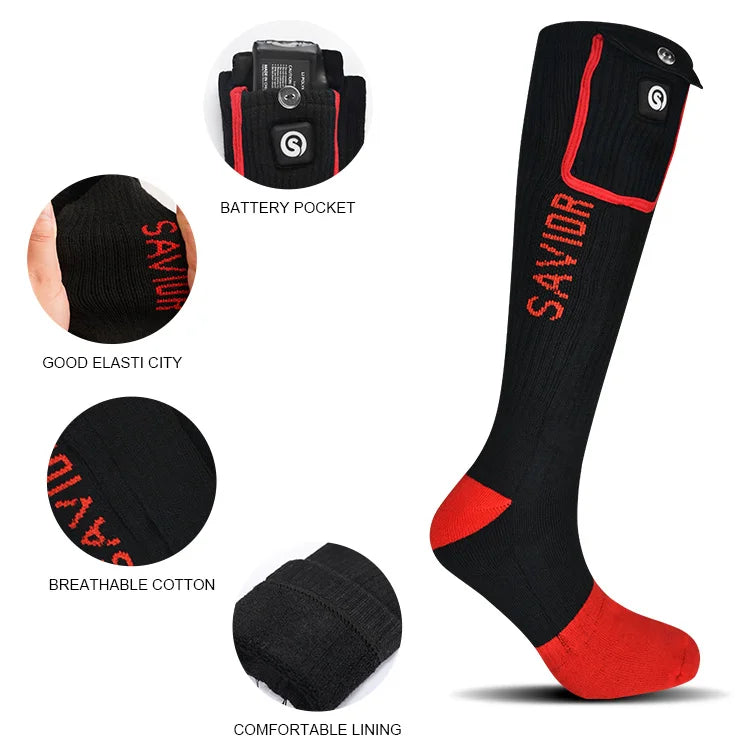 Battery Rechargeable Ski Custom Coolmax Electric Thermal Foot Warmer Winter Heated Socks