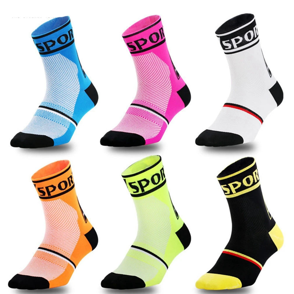 Men's & Women's Cycling Sports Socks for Running Biking Basketball Hiking Printed Pattern Knitted Crew Height