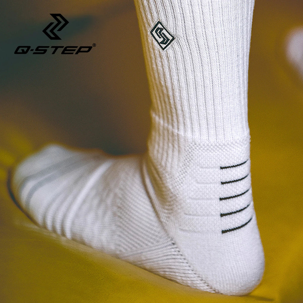 3 Pairs Per Pack Men's Basketball Socks Mid-Calf High-Top Terry Sole Anti-Slip Professional Elite Sports Socks