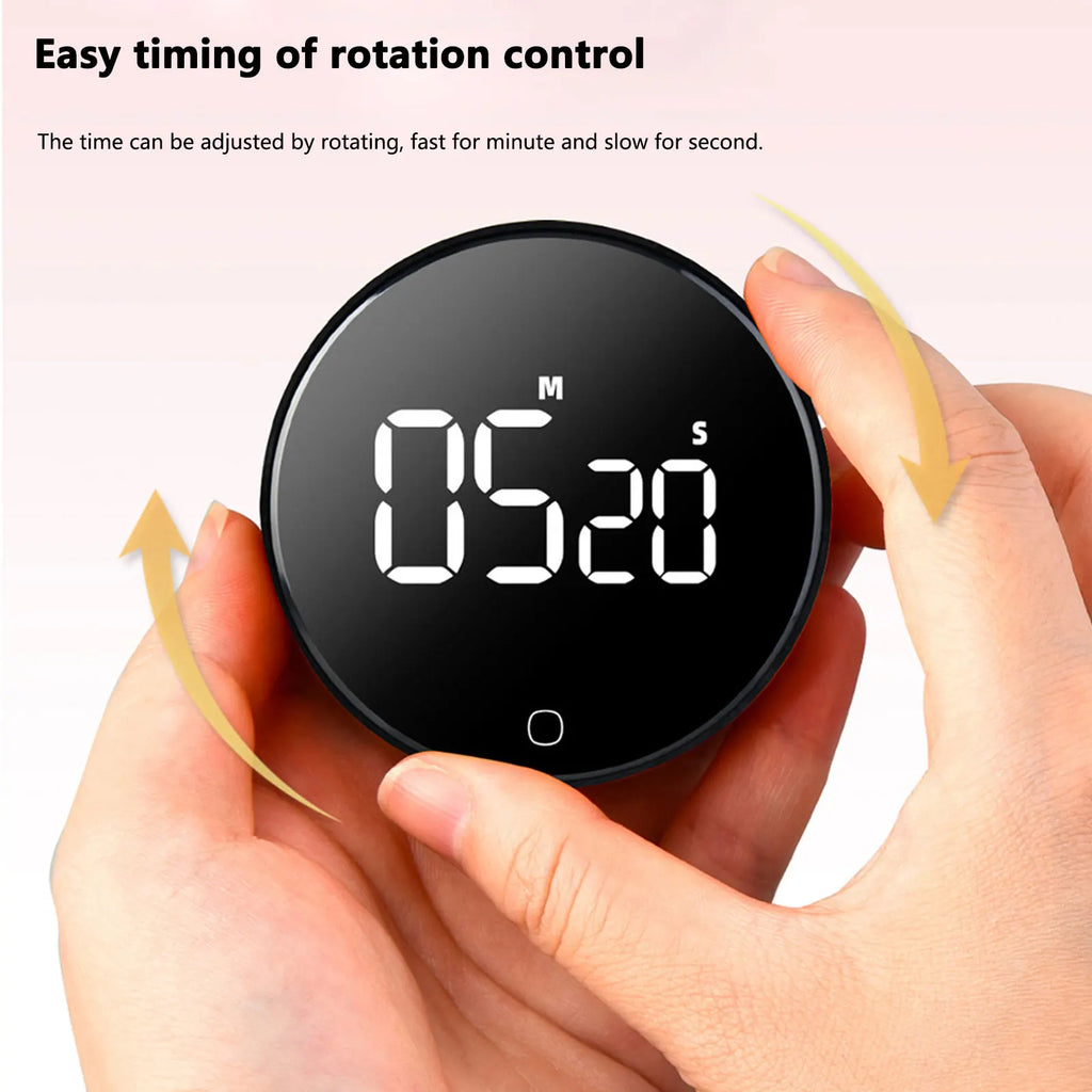 LED Digital Rotary Timer USB Rechargeable Magnetic Cooking Remind Alarm Clock 3-Level Volume Back Bracket Design Kitchen Gadgets