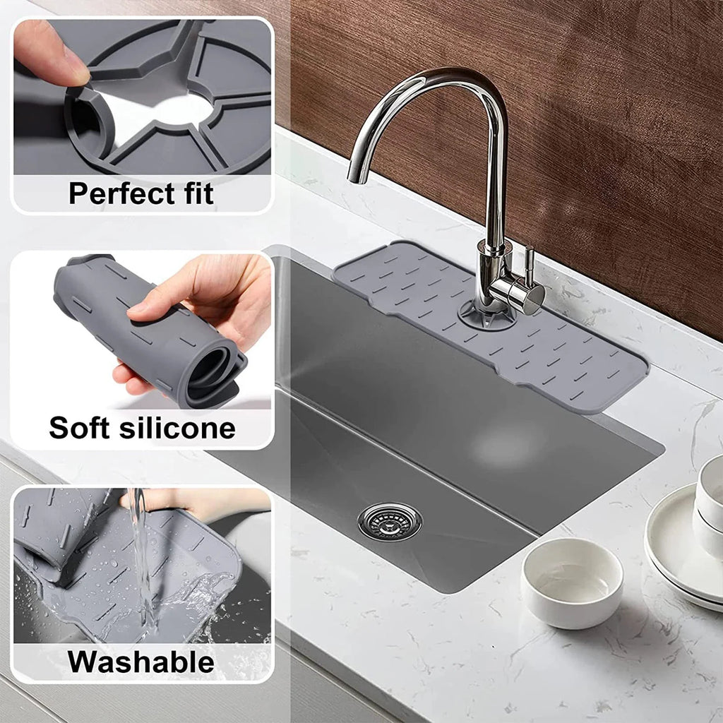 Faucet Absorbent Pad Silicone Kitchen Sink Splash Guard Drain Pad Splash Catching Pad Countertop Protector Kitchen Gadgets For