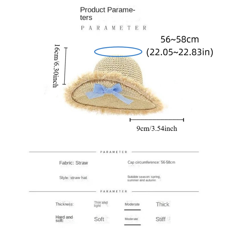 Summer Elegant Big Bowknot Sun Hat Sweet Wide Brim Woman's Straw Hat Anti UV Sun Protection Lace Brim Sunshade Cap Beach