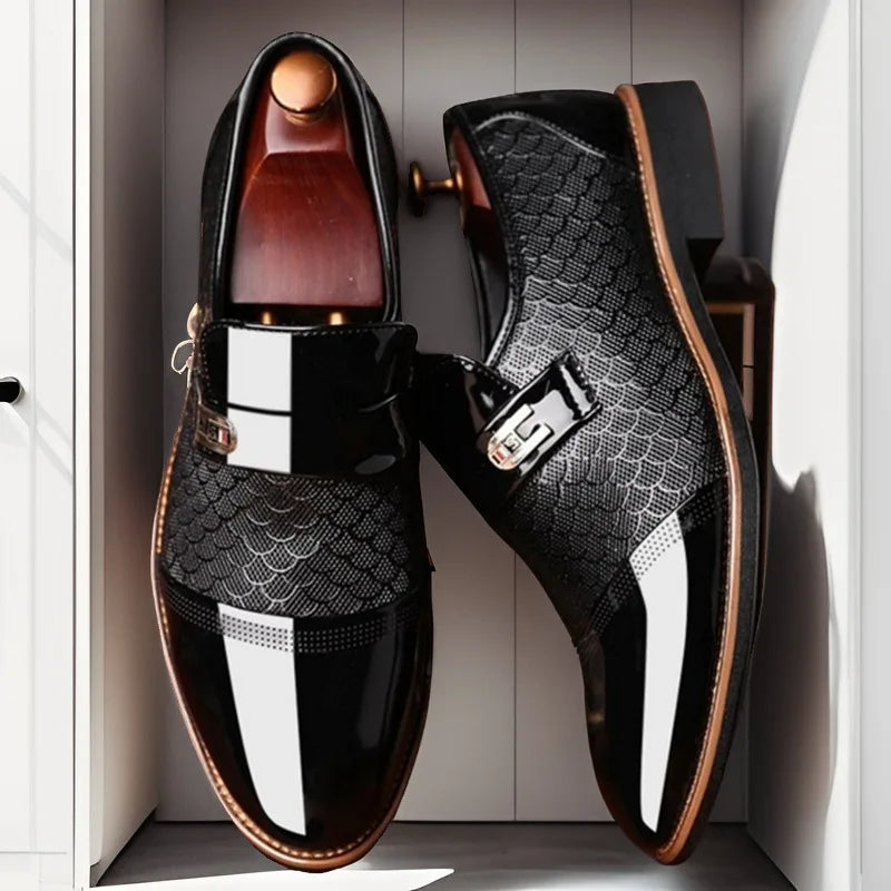 Classic Men's Shoes Buniness Dress Shoes Office Non-slip Leather Shoes Slip on Wedding Formal Oxfords PU Leather Work Loafers