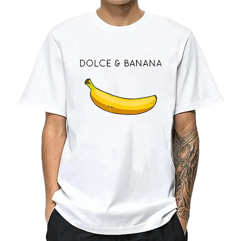 Summer Men T-shirt High Quality Cotton Blend Funny Banana Printing Loose O-neck Men Short Sleeve Casual For Male T-shirt Top Tee