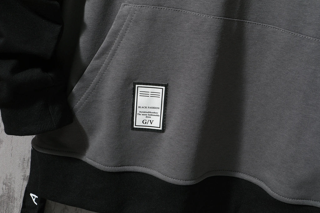 New Patchwork Hooded Sweatshirt Hip Hop Men Pullover Hoodies Streetwear Casual Fashion Clothes Colorblock Hoodie