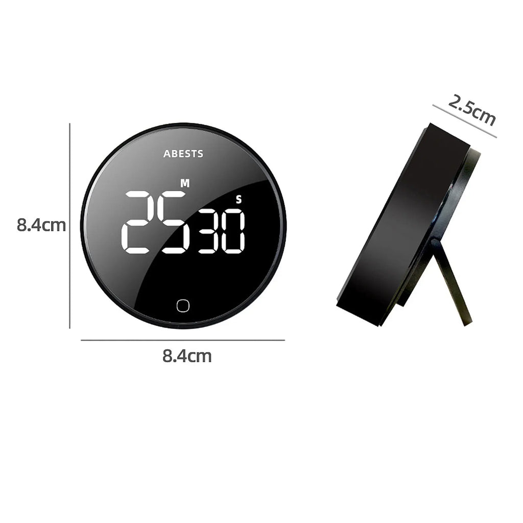 LED Digital Rotary Timer USB Rechargeable Magnetic Cooking Remind Alarm Clock 3-Level Volume Back Bracket Design Kitchen Gadgets
