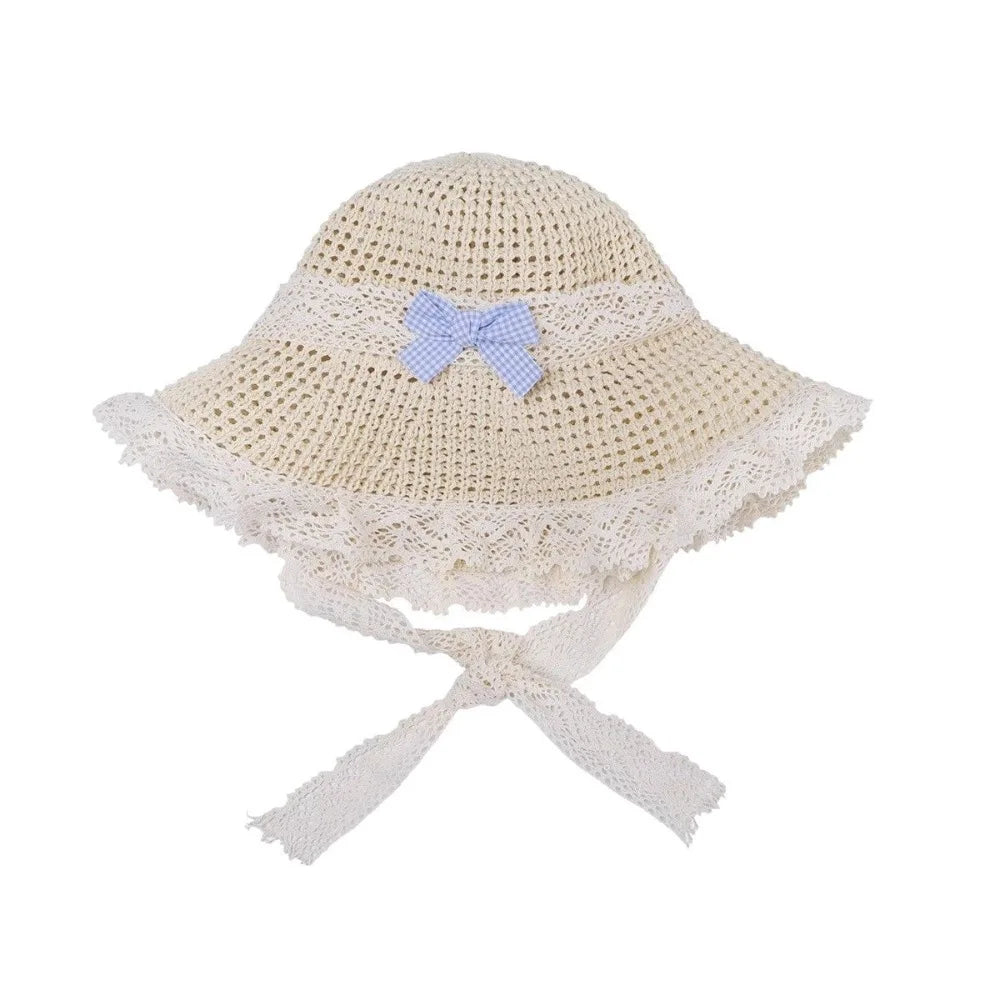 Summer Elegant Big Bowknot Sun Hat Sweet Wide Brim Woman's Straw Hat Anti UV Sun Protection Lace Brim Sunshade Cap Beach