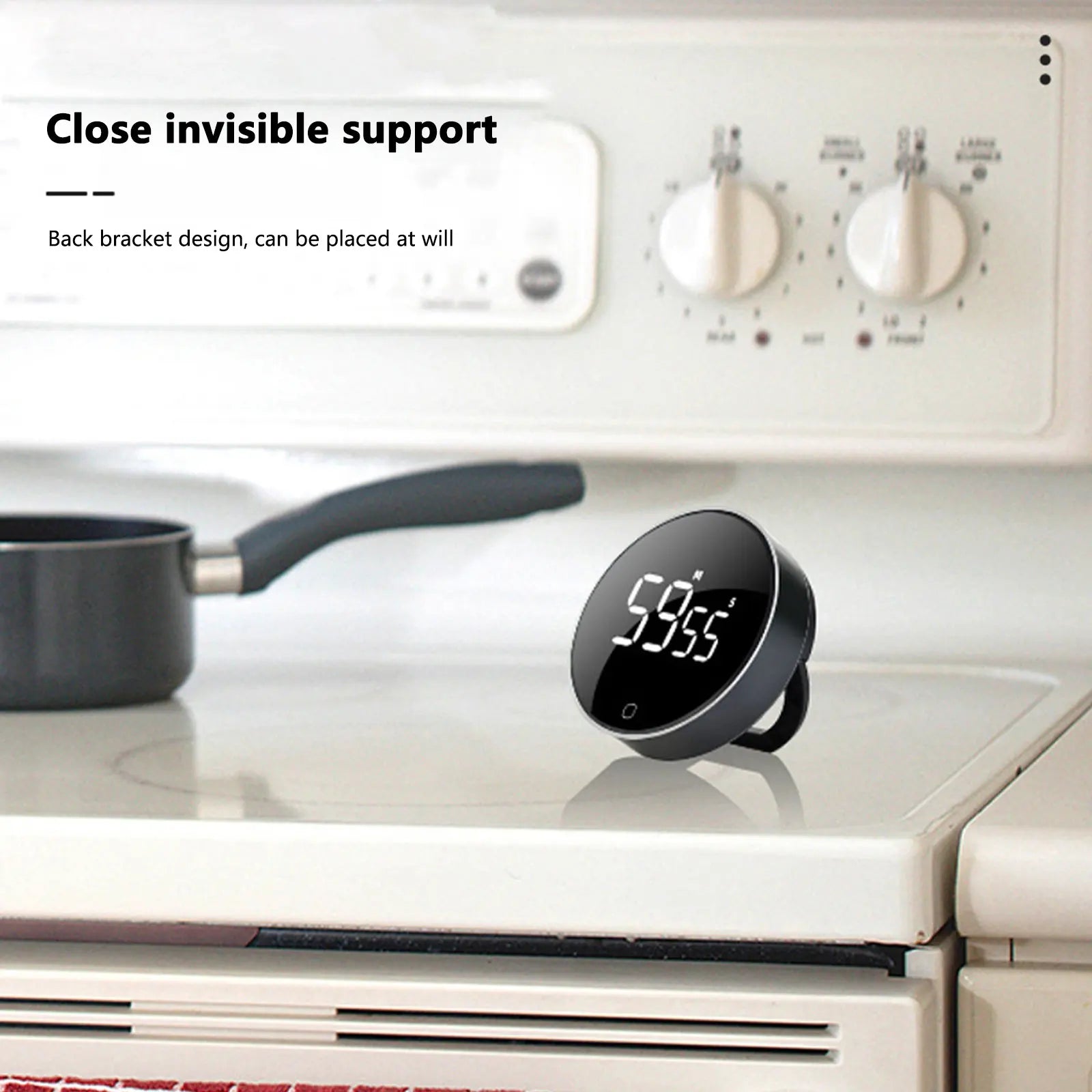 LED Digital Rotary Timer USB Rechargeable Magnetic Cooking Remind Alarm Clock 3-Level Volume Back Bracket Design Kitchen Gadgets
