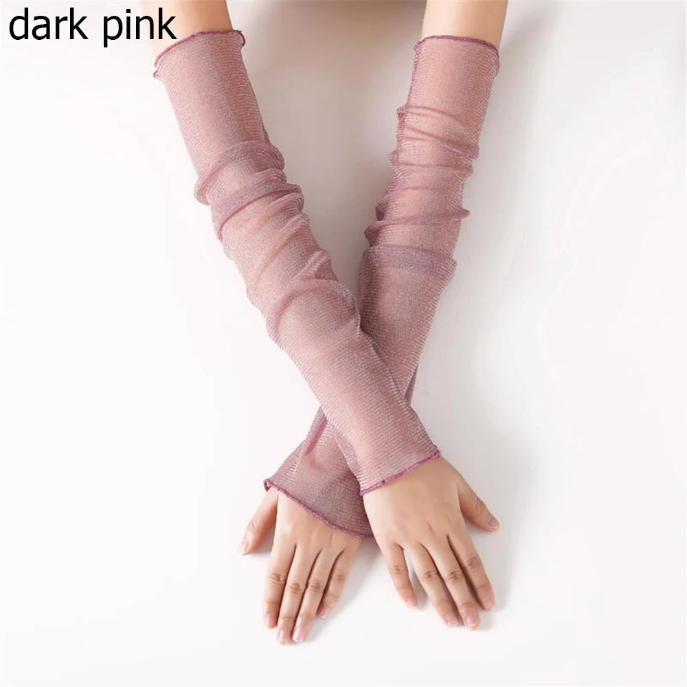 Summer Sexy Sunscreen Lace Arm Sleeve Women Arm Cover UV Protection Ice Arm Cuffs Lady Fingerless Driving Accessories Gloves