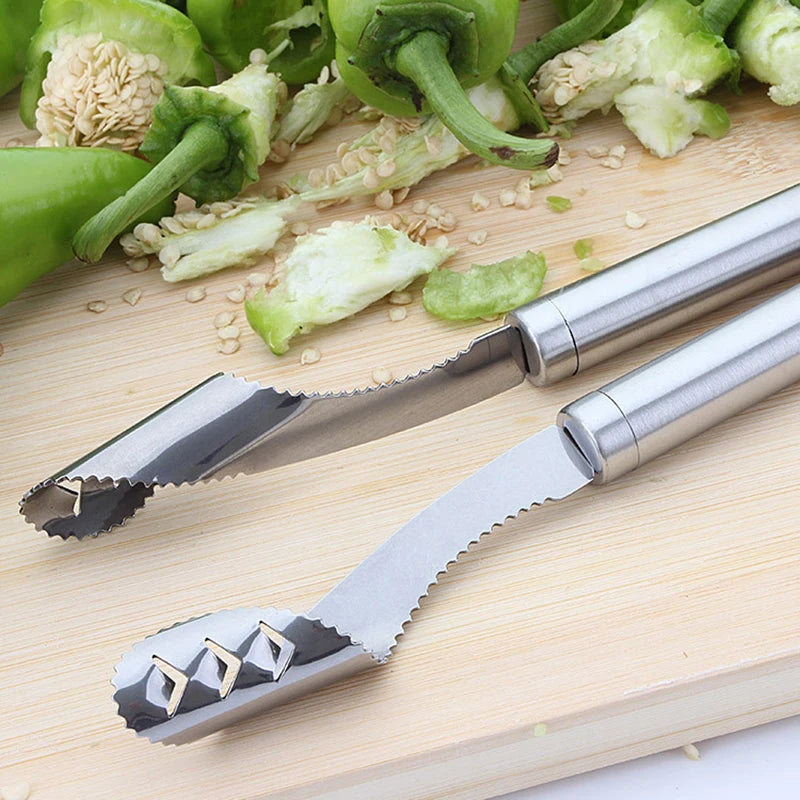 1Pcs Vegetable Fruit Coring Tool Pepper Tomato Slicer Edge Rotating Cutter Corers Seed Remover Stainless Steel Kitchen Gadgets
