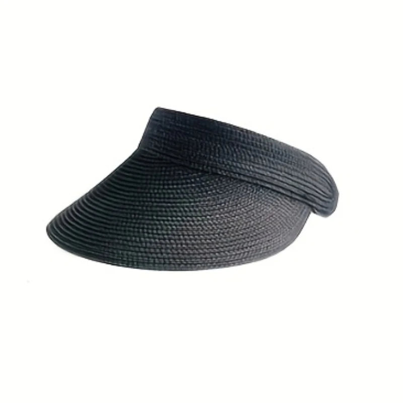 Summer  Woven Sun Hat, Wide Brim UV Resistant Summer Beach Hat, Can Roll Up Ponytail Travel Sun Hat