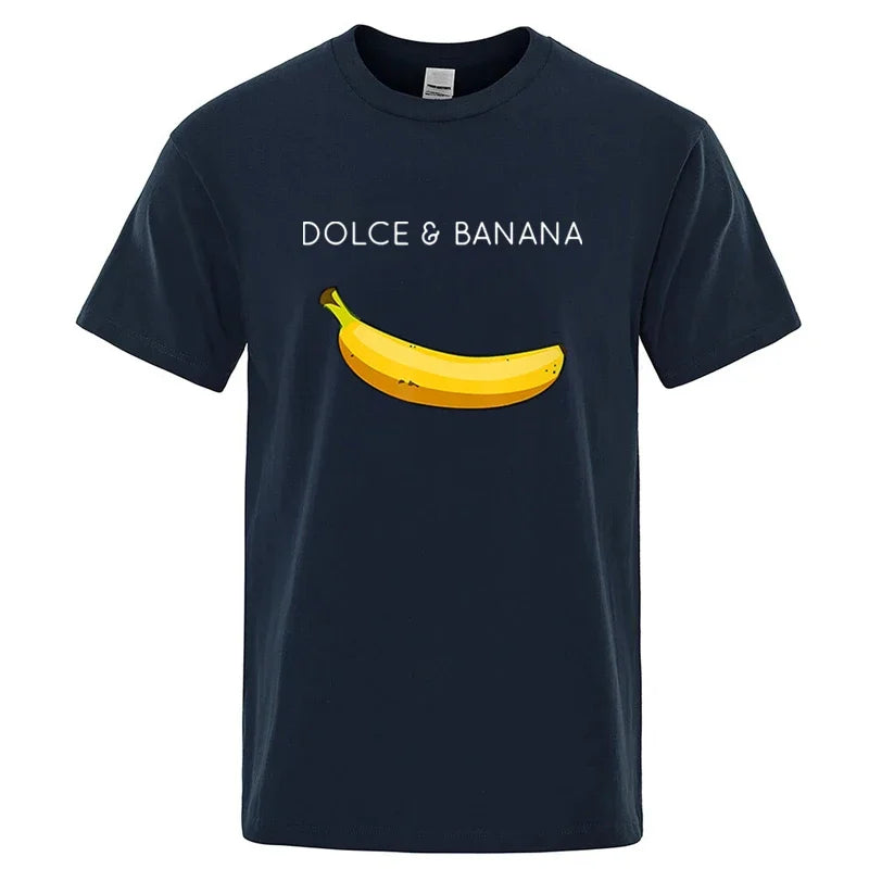 Summer Men T-shirt High Quality Cotton Blend Funny Banana Printing Loose O-neck Men Short Sleeve Casual For Male T-shirt Top Tee