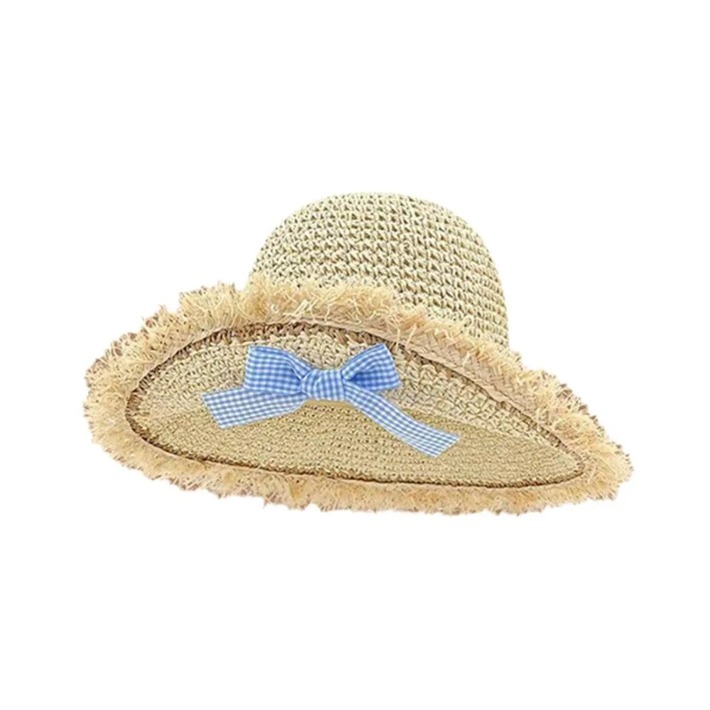 Summer Elegant Big Bowknot Sun Hat Sweet Wide Brim Woman's Straw Hat Anti UV Sun Protection Lace Brim Sunshade Cap Beach