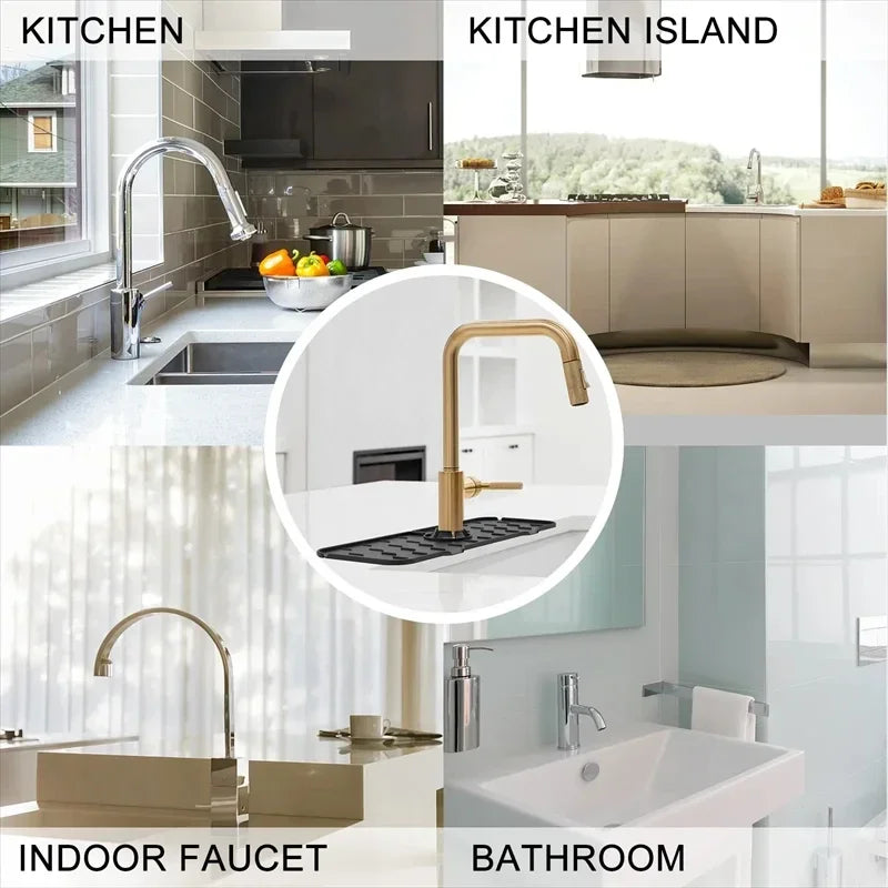Faucet Absorbent Pad Silicone Kitchen Sink Splash Guard Drain Pad Splash Catching Pad Countertop Protector Kitchen Gadgets For