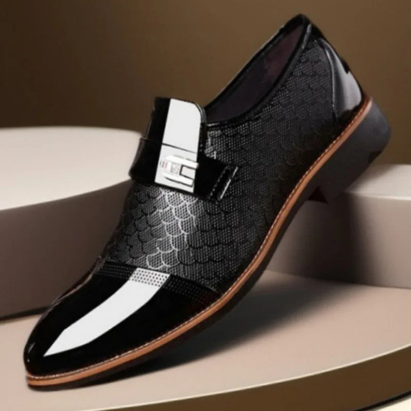 Classic Men's Shoes Buniness Dress Shoes Office Non-slip Leather Shoes Slip on Wedding Formal Oxfords PU Leather Work Loafers